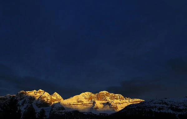 The Groste mountain is seen at the sunset before the start of the mens World Cup