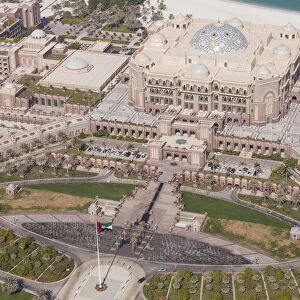 UAE, Abu Dhabi, Emirates Palace Hotel, aerial view