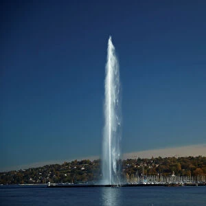 The jet d eau water fountain is pictured in the lake Leman in Geneva
