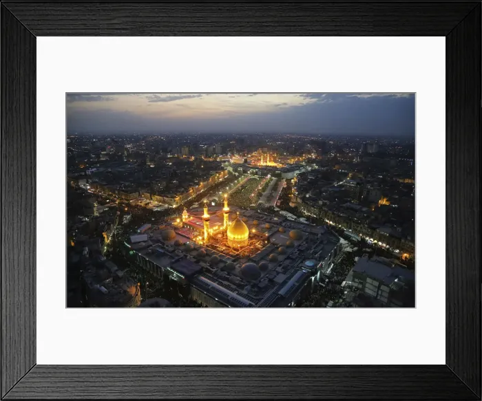 Framed Print : An aerial view shows the Shrines of Imam al-Abbas and Imam al-Hussein during the commemoration