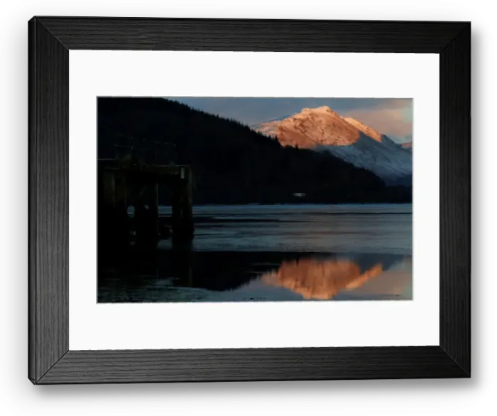 Framed Print : Snow capped mountains are reflected in Loch Fyne, as seen from Inveraray, Scotland Framed Print : Snow capped mountains are reflected in Loch Fyne, as seen from Inveraray, Scotland