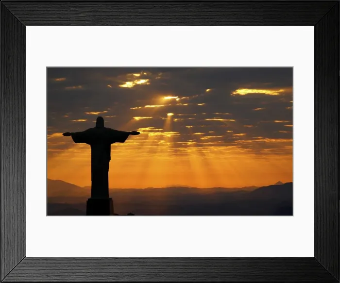 Framed Print : Jesus Christ the Redeemer during sunrise in Rio de Janeiro Framed Print : Jesus Christ the Redeemer during sunrise in Rio de Janeiro