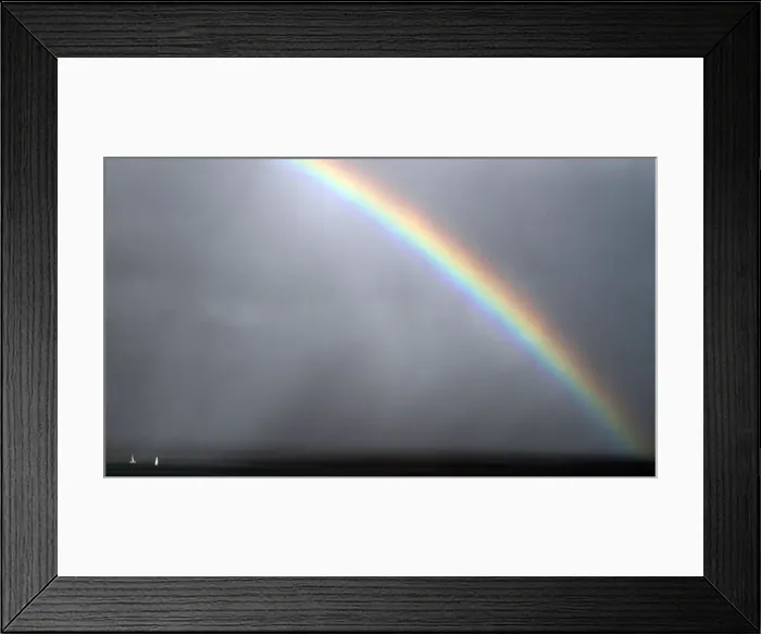 Framed Print : Boats sail under a rainbow in Santa Cruz de Tenerife