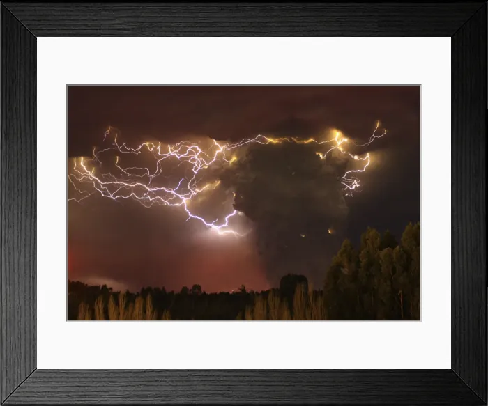 Framed Print : Lightning flashes around the ash plume of the Puyehue-Cordon Caulle volcano chain Framed Print : Lightning flashes around the ash plume of the Puyehue-Cordon Caulle volcano chain