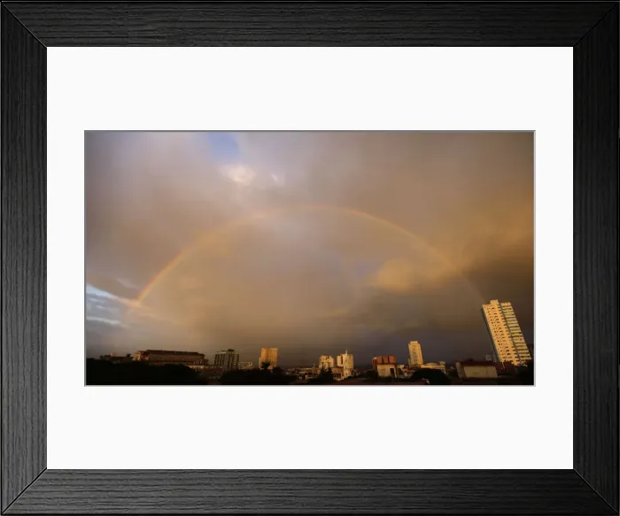 Framed Print : A rainbow is seen over the skyline in Havana Framed Print : A rainbow is seen over the skyline in Havana
