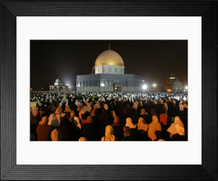 Framed Print : Muslim worshipers pray during Lilat al-Qader in Jerusalem Framed Print : Muslim worshipers pray during Lilat al-Qader in Jerusalem