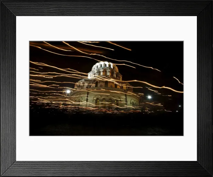 Framed Print : Worshippers walk with candles around the golden-domed Alexander Nevski cathedral during