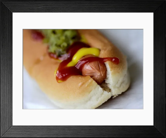 Framed Print : Illustration photo of a Veganburg vegan hotdog