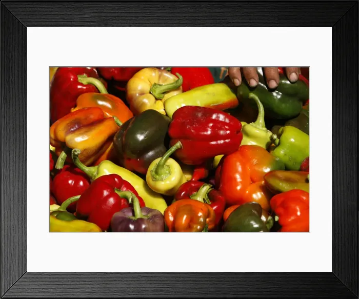 Framed Print : A woman sells peppers at a market in Santa Monica