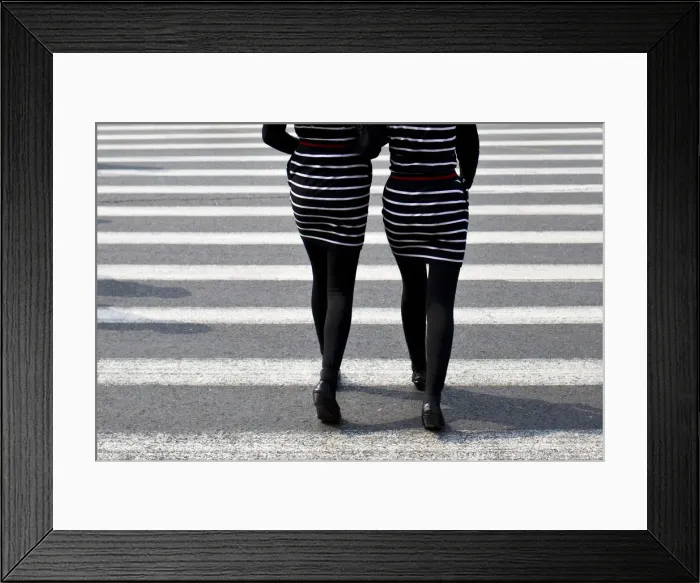Framed Print : Women walk on a pedestrian cross in central Shanghai Framed Print : Women walk on a pedestrian cross in central Shanghai