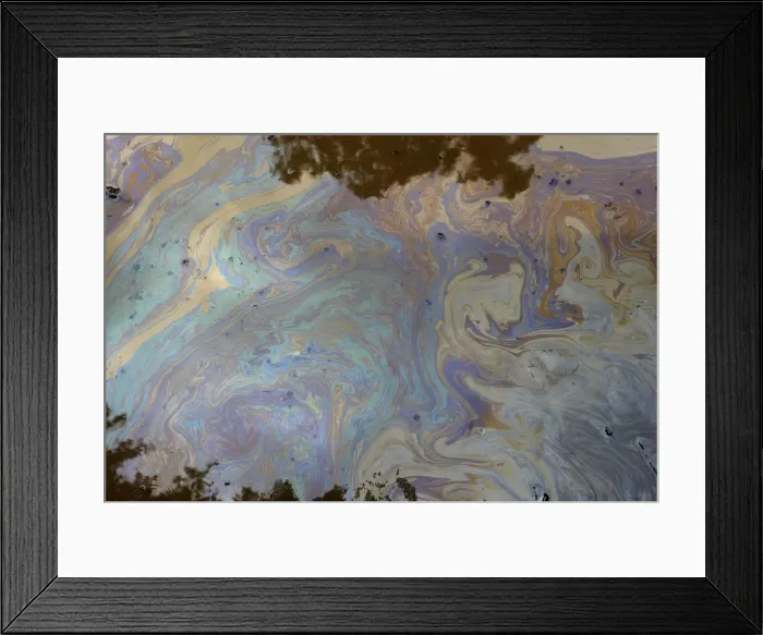 Framed Print : An oily film is seen in a flooded street in the Brisbane suburb of Toowong Framed Print : An oily film is seen in a flooded street in the Brisbane suburb of Toowong