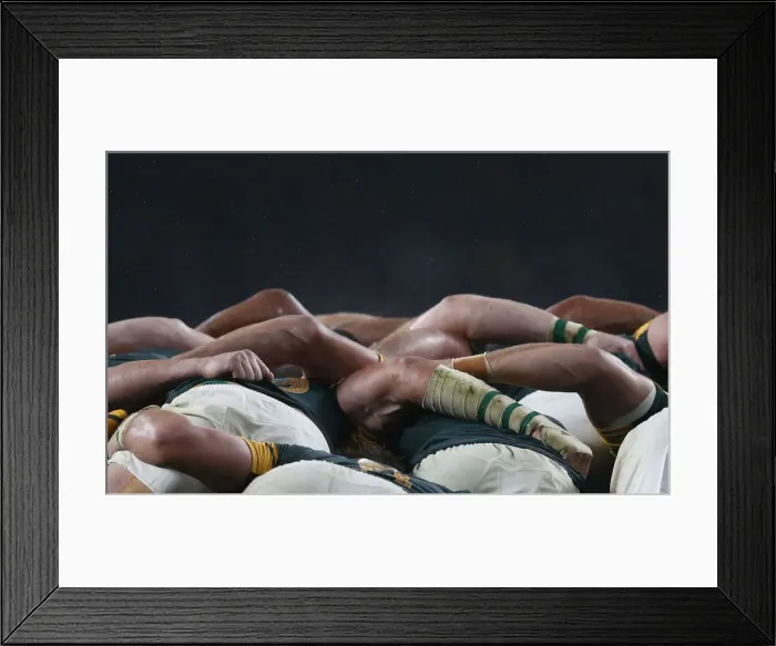 Framed Print : South Africa players compete in a scrum with New Zealand players