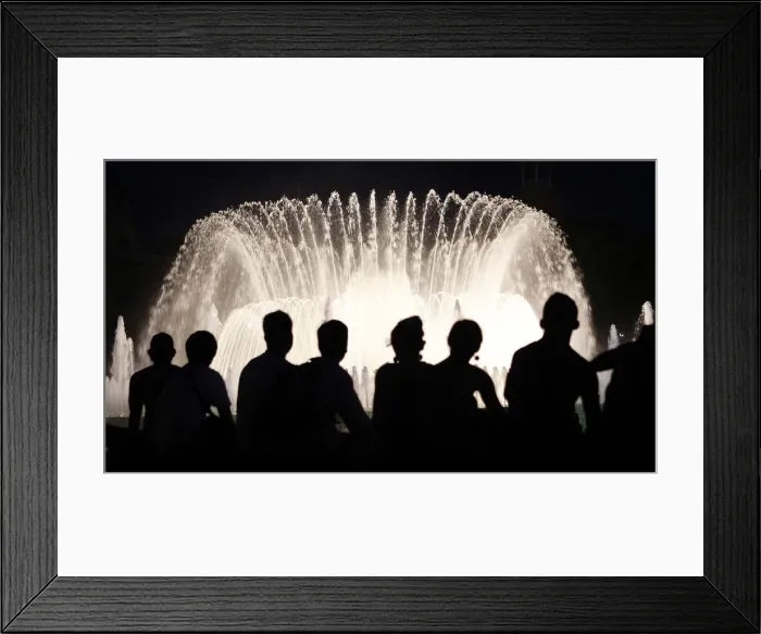 Framed Print : People watch the Font Magica de Montjuic (Magic Fountain of Montjuic) show in Barcelona Framed Print : People watch the Font Magica de Montjuic (Magic Fountain of Montjuic) show in Barcelona