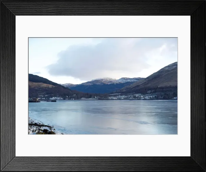Framed Print : Loch Long is frozen over at Arrochar, Scotland Framed Print : Loch Long is frozen over at Arrochar, Scotland