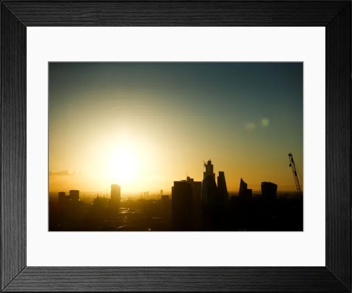 Framed Print : The sun rises during the Summer Solstice, seen from atop the London Eye, in London