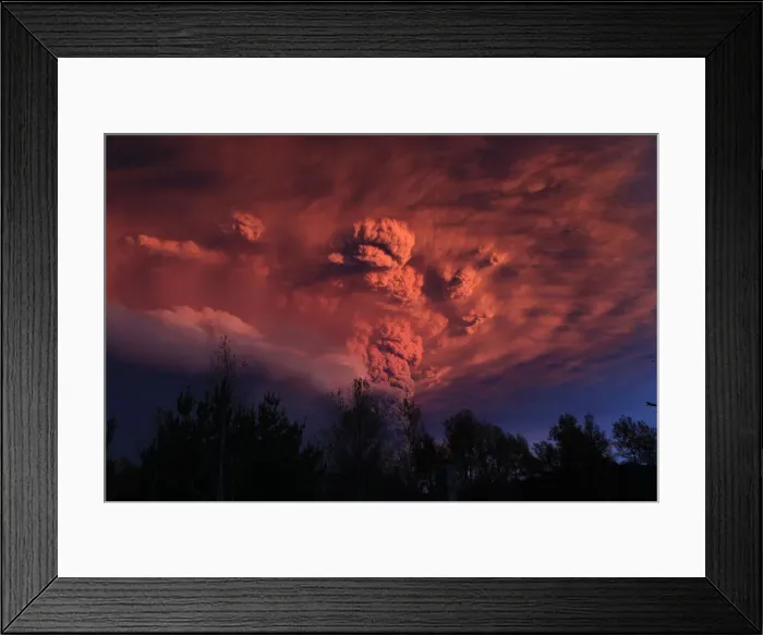 Framed Print : Plume of ash, estimated six miles (10km) high and three mile wide is seen after a Framed Print : Plume of ash, estimated six miles (10km) high and three mile wide is seen after a