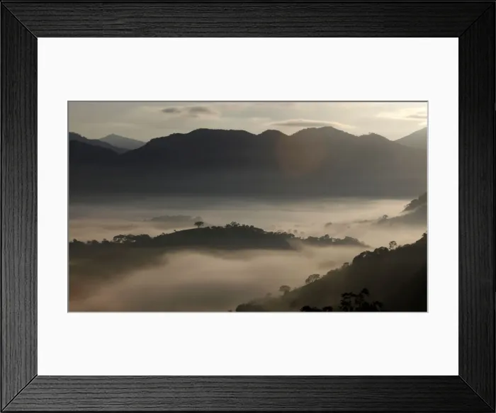 Framed Print : Fog sourrounds the mountains in Goncalves, in the state of Minas Gerais Framed Print : Fog sourrounds the mountains in Goncalves, in the state of Minas Gerais