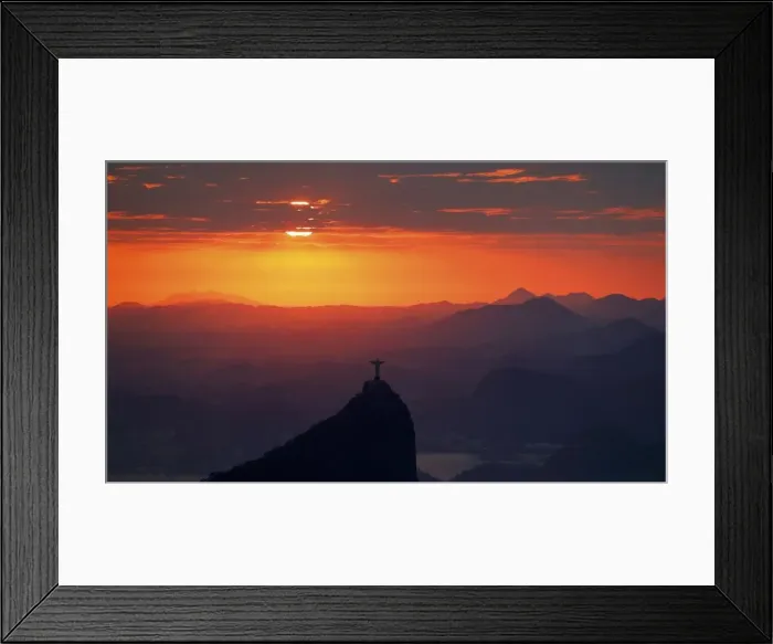 Framed Print : Jesus Christ the Redeemer during sunrise in Rio de Janeiro