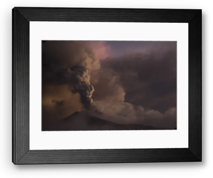 Framed Print : Tungurahua volcano erupts in Banos