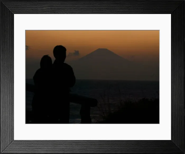 Framed Print : MT FUJI LOOMS IN EVENING GLOW IN YOKOSUKA Framed Print : MT FUJI LOOMS IN EVENING GLOW IN YOKOSUKA