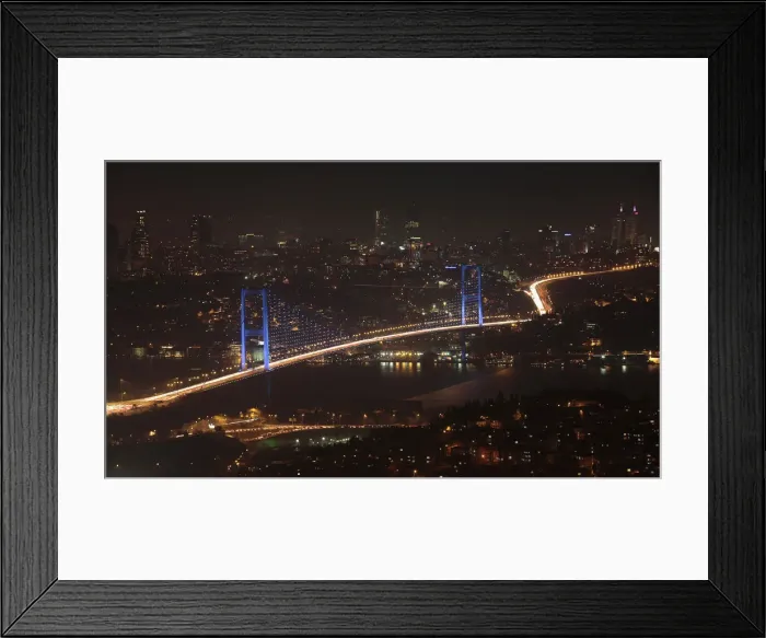 Framed Print : The Bosphorus Bridge is seen before Earth Hour in Istanbul Framed Print : The Bosphorus Bridge is seen before Earth Hour in Istanbul