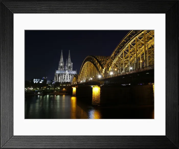 Framed Print : UNESCO World Heritage Cologne Cathedral and the Hohenzollern railway bridge along