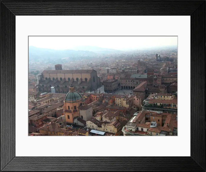 Framed Print : The Basilica of San Petronio is seen in Maggiores square downtown Bologna