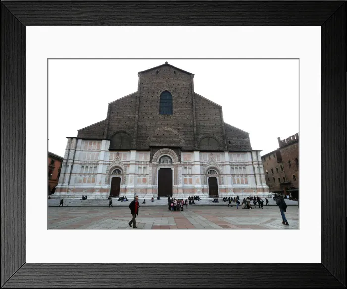 Framed Print : The Basilica of San Petronio is seen in Maggiores square downtown Bologna