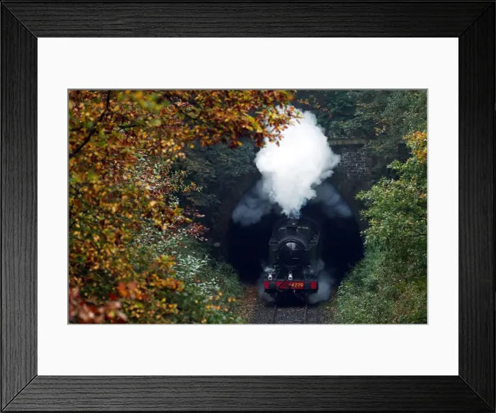 Framed Print : A steam train travels along the East Lancashire Railways line near Summerseat station