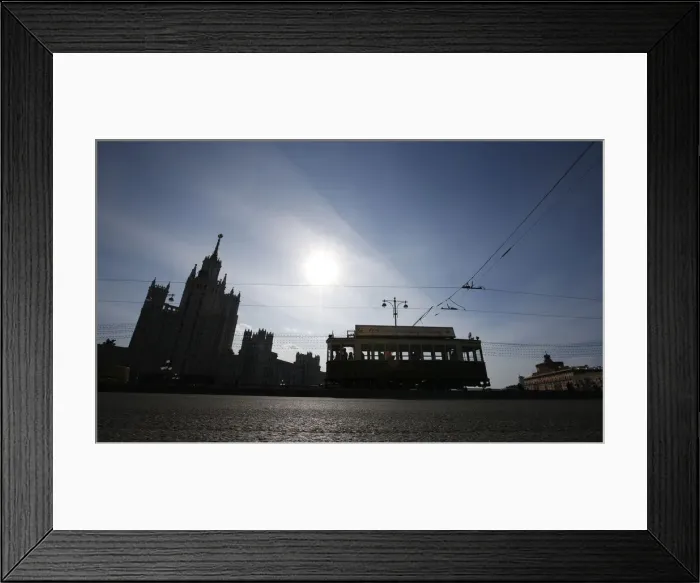 Framed Print : A historic tram rides during the parade to mark the 115th anniversary of Moscow tram