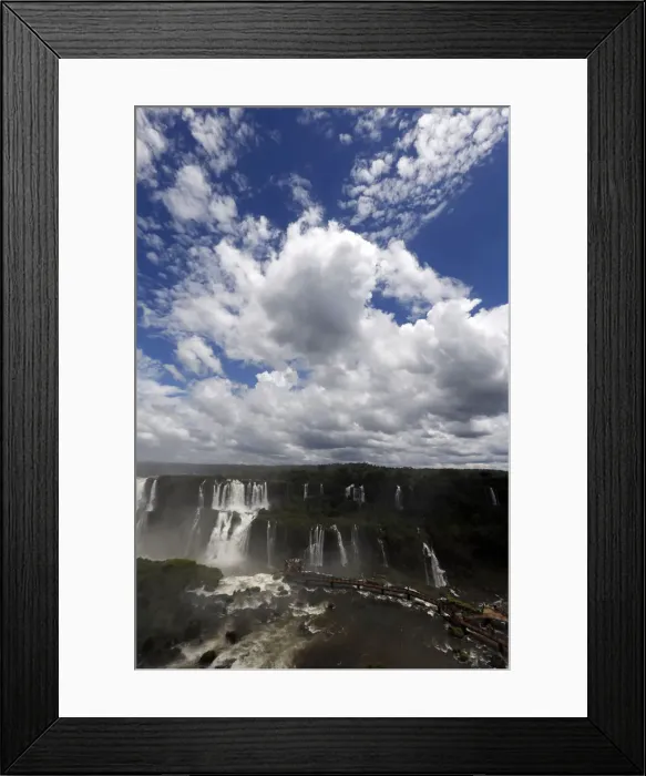 Framed Print : Tourists look at the Iguazu Falls from an observation platform at the Iguazu National Framed Print : Tourists look at the Iguazu Falls from an observation platform at the Iguazu National