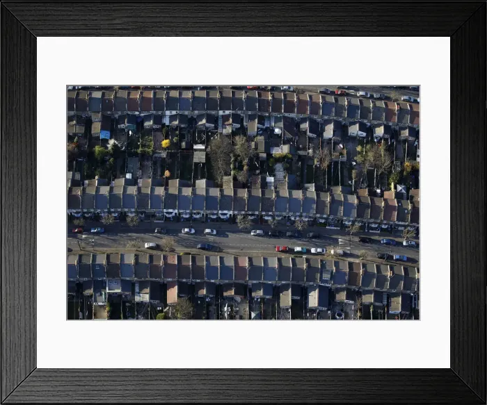 Framed Print : An aerial view shows houses in London Framed Print : An aerial view shows houses in London