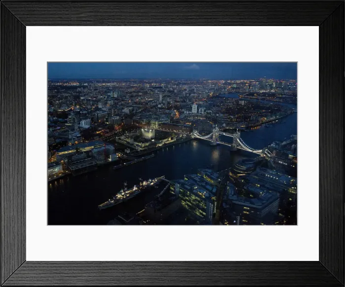 Framed Print : Tower Bridge is pictured from The View gallery at the Shard in London Framed Print : Tower Bridge is pictured from The View gallery at the Shard in London