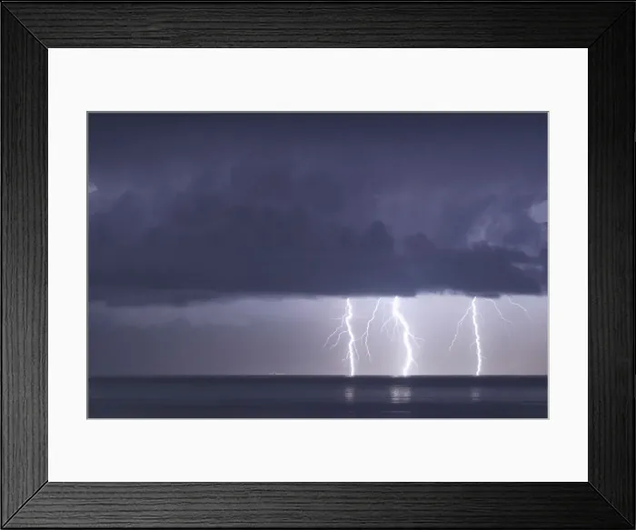 Framed Print : Lightnings strike in the sea off the shore of Artemida Framed Print : Lightnings strike in the sea off the shore of Artemida