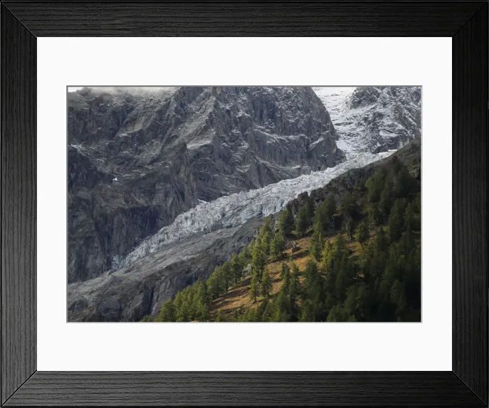 Framed Print : A segment of the Planpincieux glacier is seen on the Italian side of the Mont Blanc