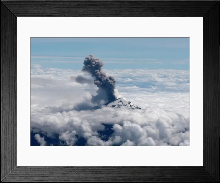 Framed Print : An aerial view shows the Popocatepetl volcano spewing a cloud of ash high into the air as Framed Print : An aerial view shows the Popocatepetl volcano spewing a cloud of ash high into the air as