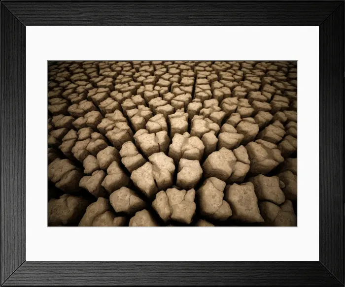 Framed Print : Cracks are seen in the dried up municipal dam in drought-stricken Graaff-Reinet Framed Print : Cracks are seen in the dried up municipal dam in drought-stricken Graaff-Reinet