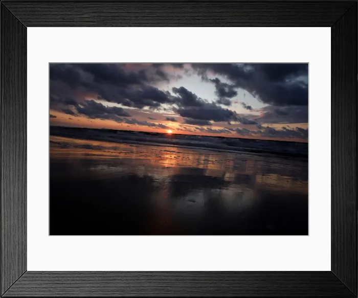 Framed Print : General view of the sunset pictured from the beach at the Polish Baltic Sea coast near