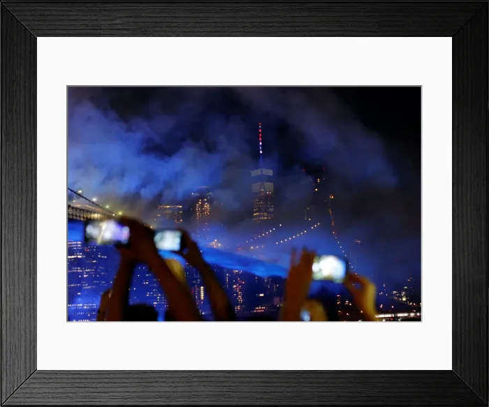 Framed Print : People watch the Macys 4th of July Firework Show over the Brooklyn Bridge in New York Framed Print : People watch the Macys 4th of July Firework Show over the Brooklyn Bridge in New York