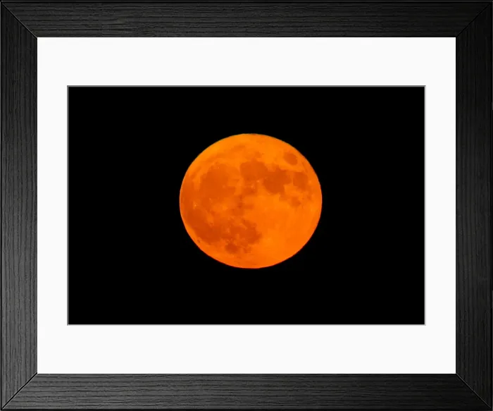 Framed Print : An orange full moon rises in the Strait of Gibraltar Framed Print : An orange full moon rises in the Strait of Gibraltar