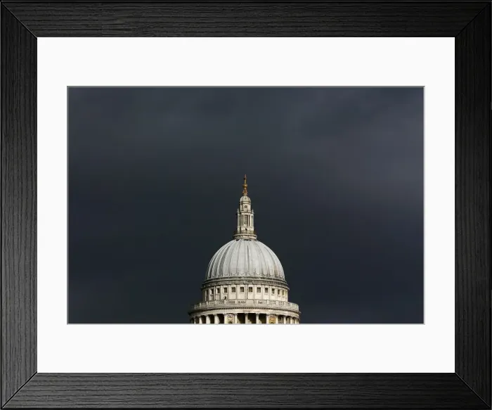 Framed Print : St Pauls Cathedral is seen during a stormy day in London Framed Print : St Pauls Cathedral is seen during a stormy day in London