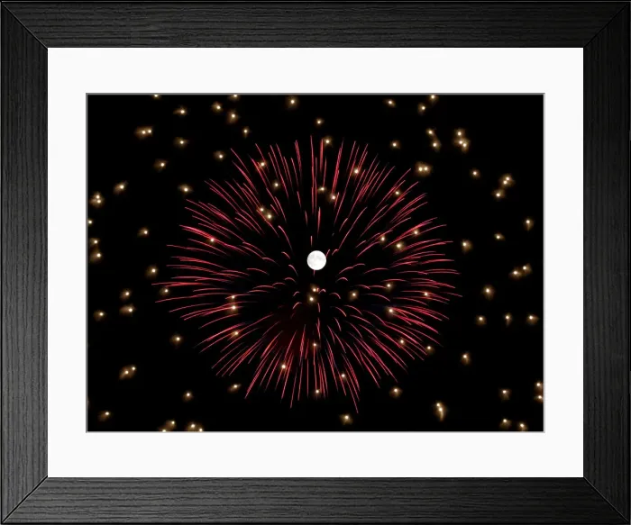 Framed Print : Fireworks explode in front of the full moon during celebrations marking the feast of Framed Print : Fireworks explode in front of the full moon during celebrations marking the feast of