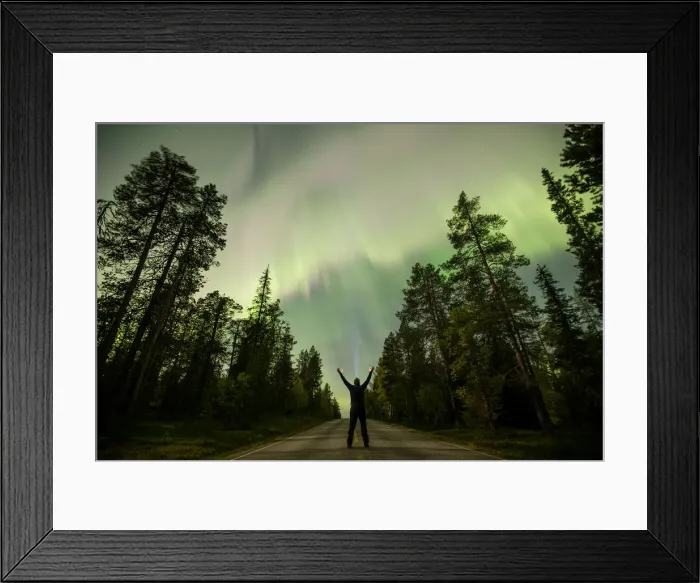 Framed Print : The Aurora Borealis (Northern Lights) is seen over the sky near the village of Pallas