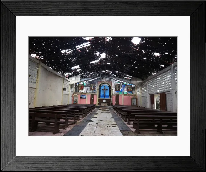 Framed Print : The interior of a bullet-riddled Catholic church is seen in Marawi Framed Print : The interior of a bullet-riddled Catholic church is seen in Marawi