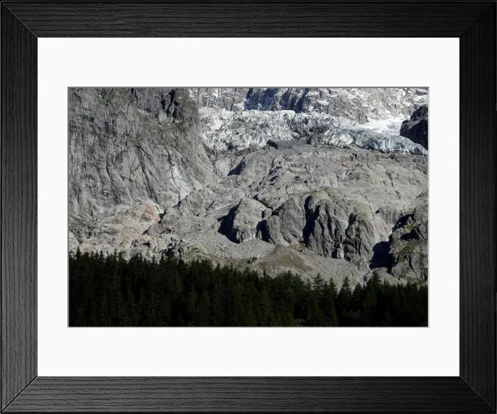 Framed Print : A segment of the Planpincieux glacier is seen on the Italian side of the Mont Blanc