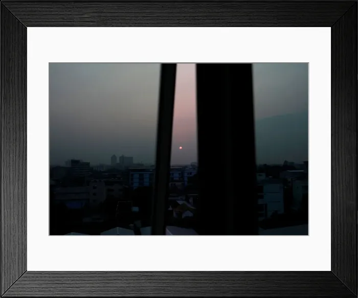 Framed Print : Sun is seen in the skyline in Bangkok Framed Print : Sun is seen in the skyline in Bangkok