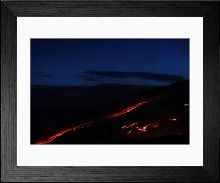 Framed Print : Lava and plumes of smoke erupt from Mount Etna Framed Print : Lava and plumes of smoke erupt from Mount Etna