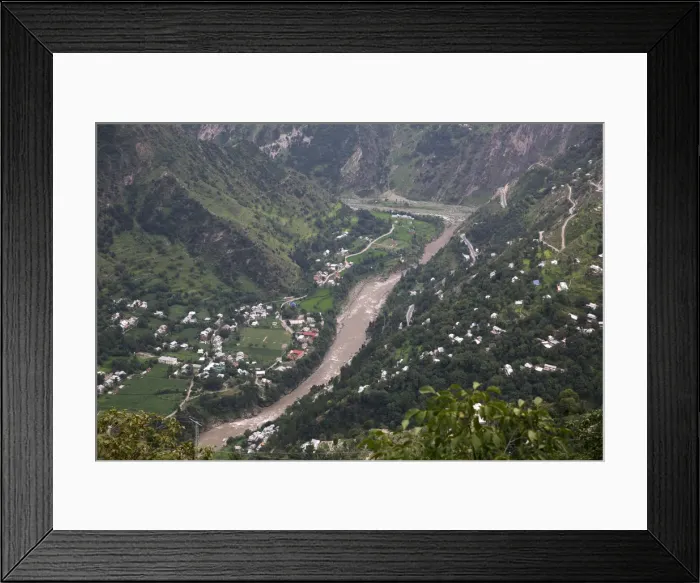Framed Print : A general view shows the River Neelum from the village Jabri, in Neelum Valley