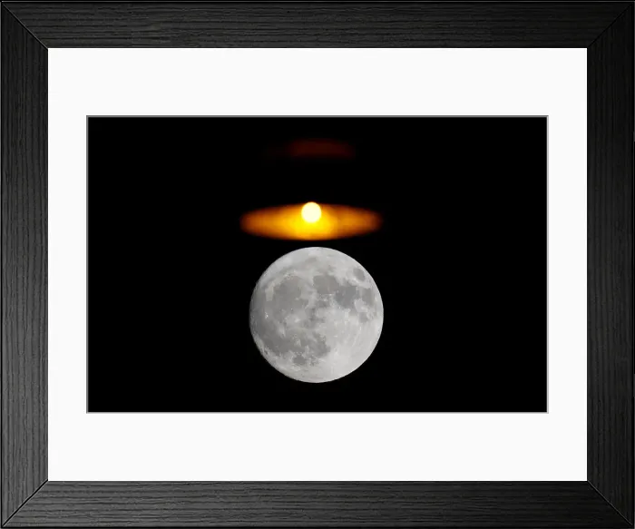 Framed Print : A street light is seen over the moon in downtown Rome Framed Print : A street light is seen over the moon in downtown Rome