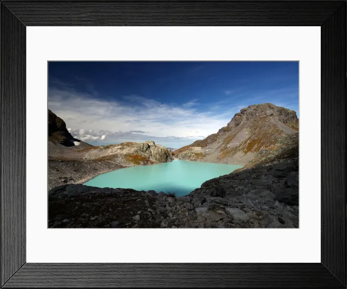 Framed Print : The Wildsee lake is pictured in the Swiss Alps above Bad Ragaz in Mels